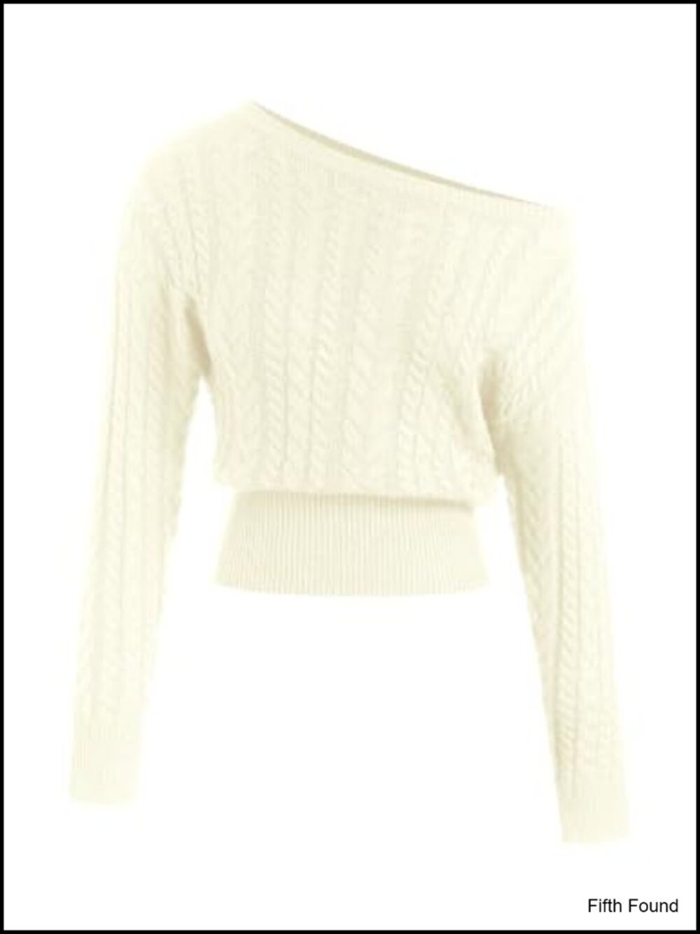 Off Shoulder Cable Knit Sweater Women Slim Waist Crop Pullover